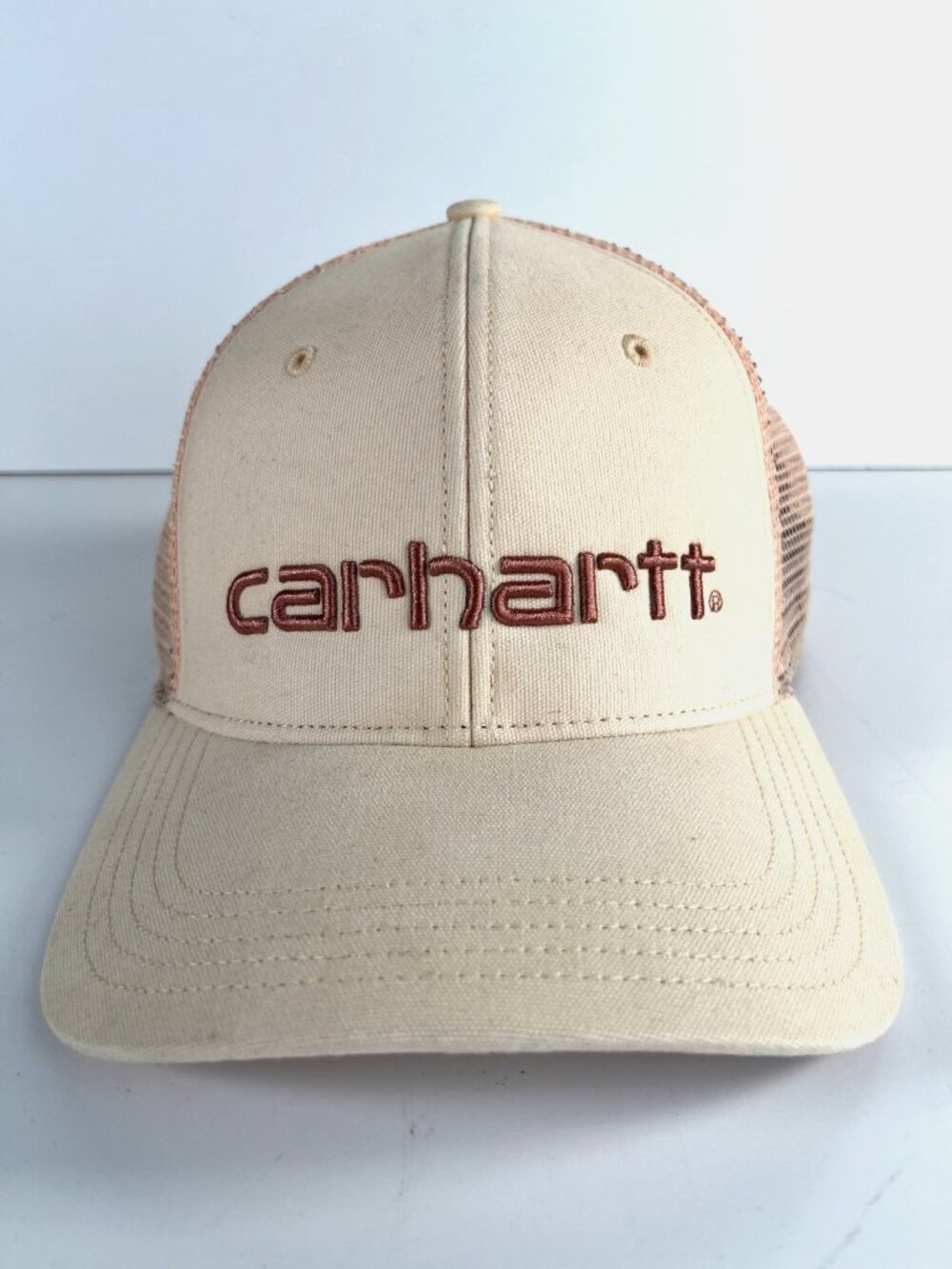 Carhartt Peach Mesh Trucker Hat Snapback Embroidered Logo Workwear Cap